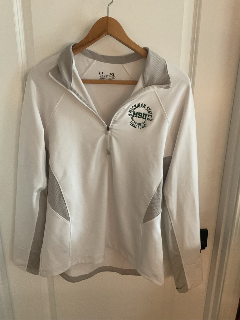 Under Armour White & Gray Michigan State MSU Quarter-Zip Pullover - Size XL